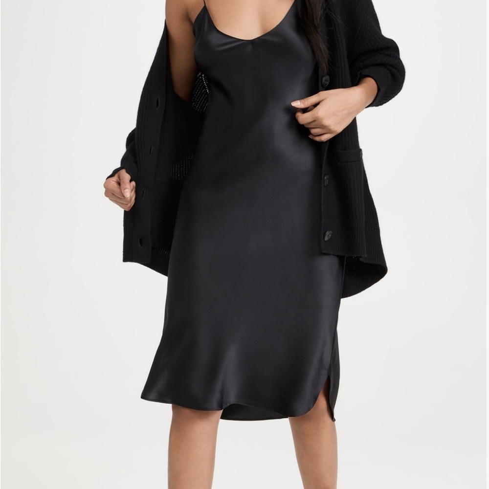 Elegant Black Satin Slip Dress